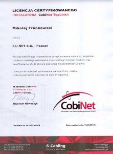 Licencja Certyfikowanego Instalatora CobiNet
